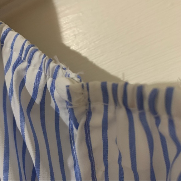 Blue and White Striped Cami Crop Top with Lace Trim and Tie Back - NWOT - Picture 14 of 15